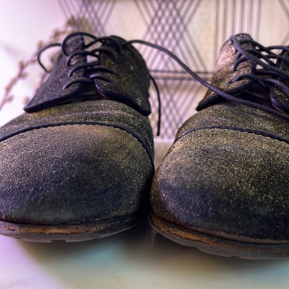 AGL black and distressed gold Leather Lace-Up Oxford Loafer Flats Menswear 6.5 - Picture 13 of 13
